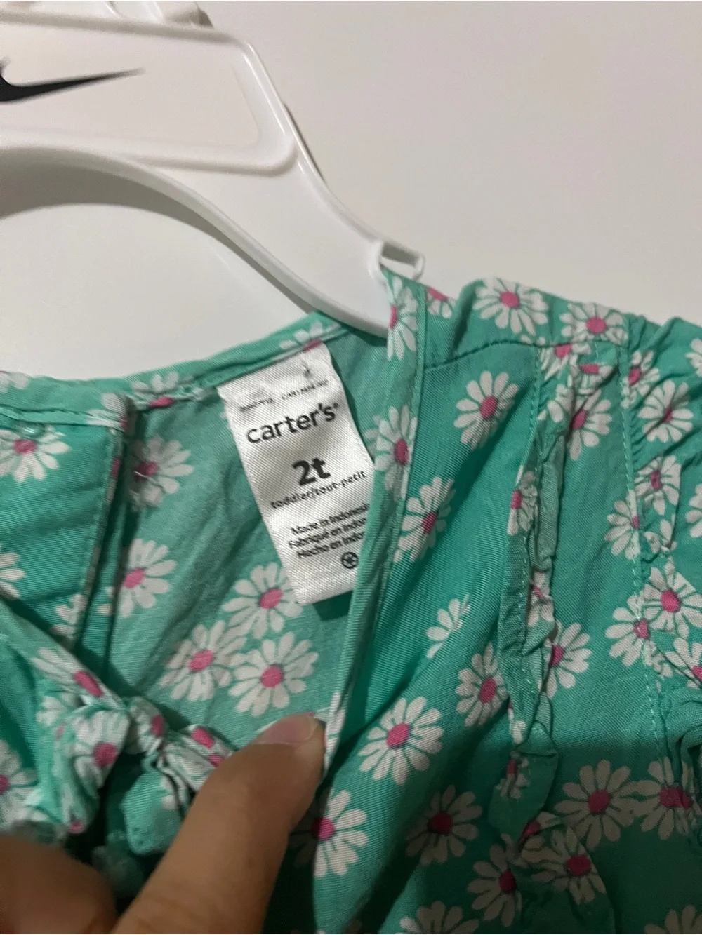 Carter's Green Floral Ruffle-Sleeve Dress